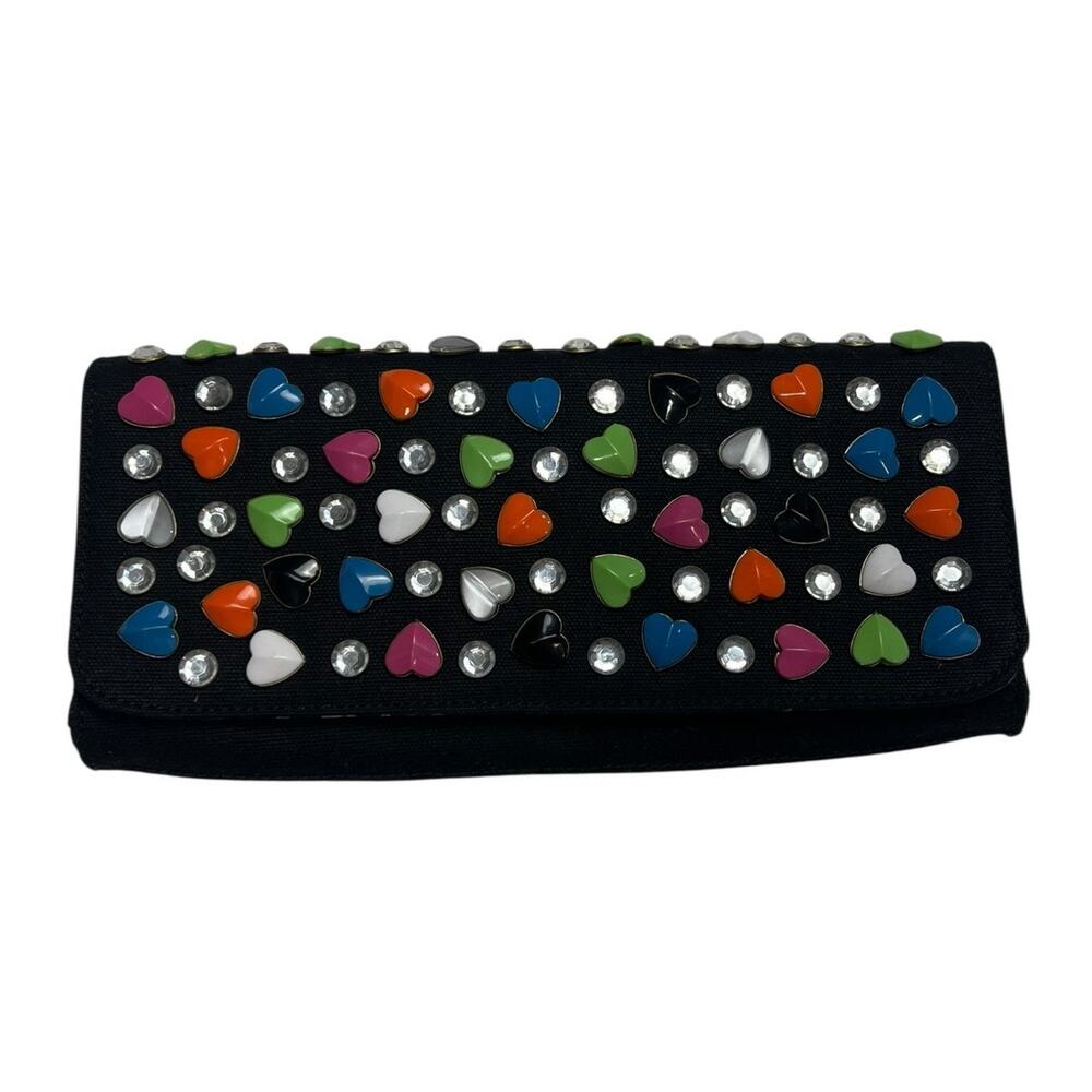 NWT Betsey Johnson Rare Candy Shop Colorful Hearts EW Flap Clutch Bag $150 - Picture 3 of 11